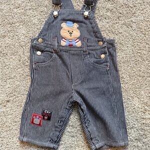 Vintage Buster Brown Striped Baby Kids Train Style Overalls